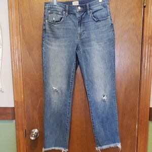 J. Crew Blue Slim Boyfriend Distressed Ankle Jeans